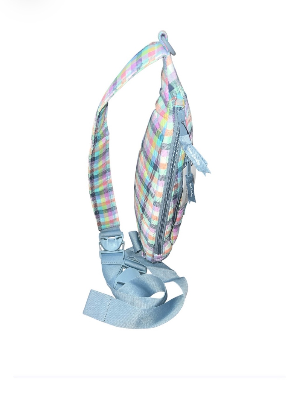 Vera Bradley Pastel Plaid Crossbody Sling with Aqua Patch - Picture 3 of 5